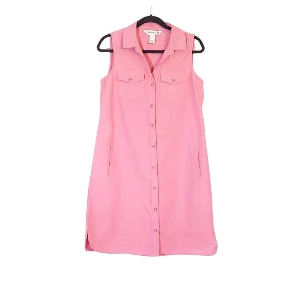 Freedom‎ Trail by kyodan shirt dress size Medium pink collared cotton